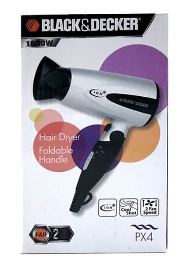 سشوار مسافرتی بلک اند دکر مدل Black&Decker Travel Hair Dryer PX4  با توان 1600 وات یکی از سشوارهای کاربردی با توان بالا برای مقاصد خانگی بویژه کار به هنگام سفر است