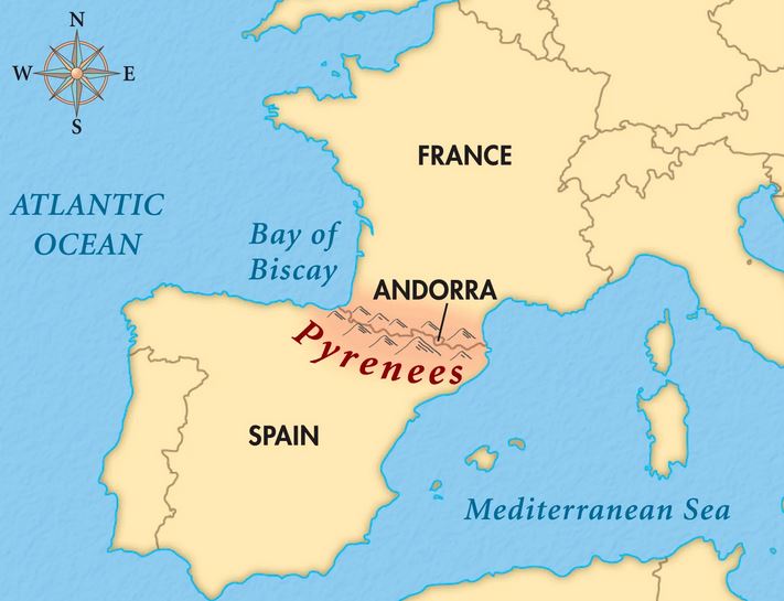  تاروس در محلی بنام پیرینه تاسیس و واقع شده است در تصویر موقعیت جغرافیایی این محل روی نقشه نشان داده شده است همانطور که معلوم است این محل؛ منطقه حائلی بین فرانسه و اسپانیا است.