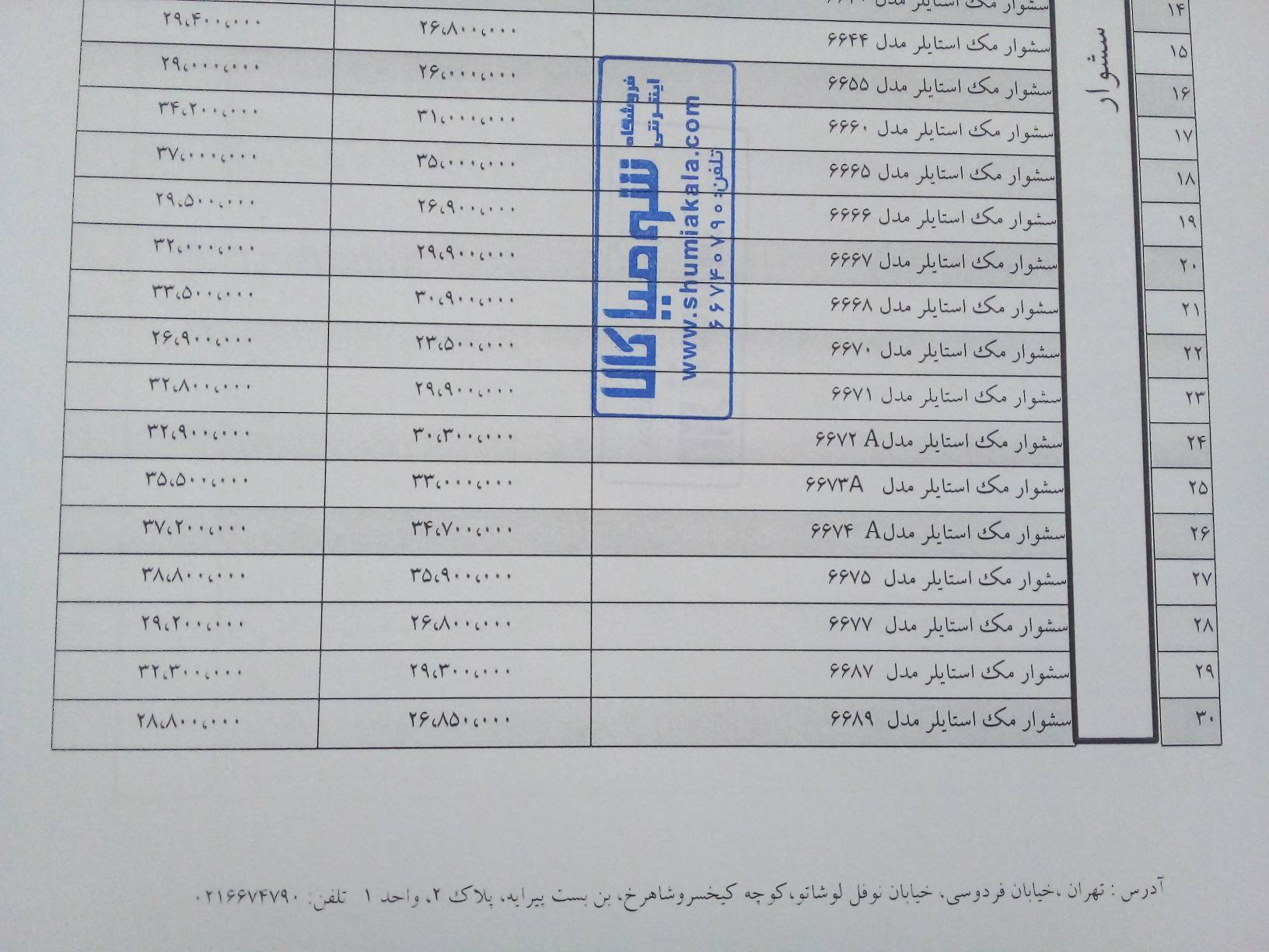  قیمت سشوارهای مک استایلر مدل 6644، 6655، ،6666 ،6667، 6668، ،6672 6673، 6674