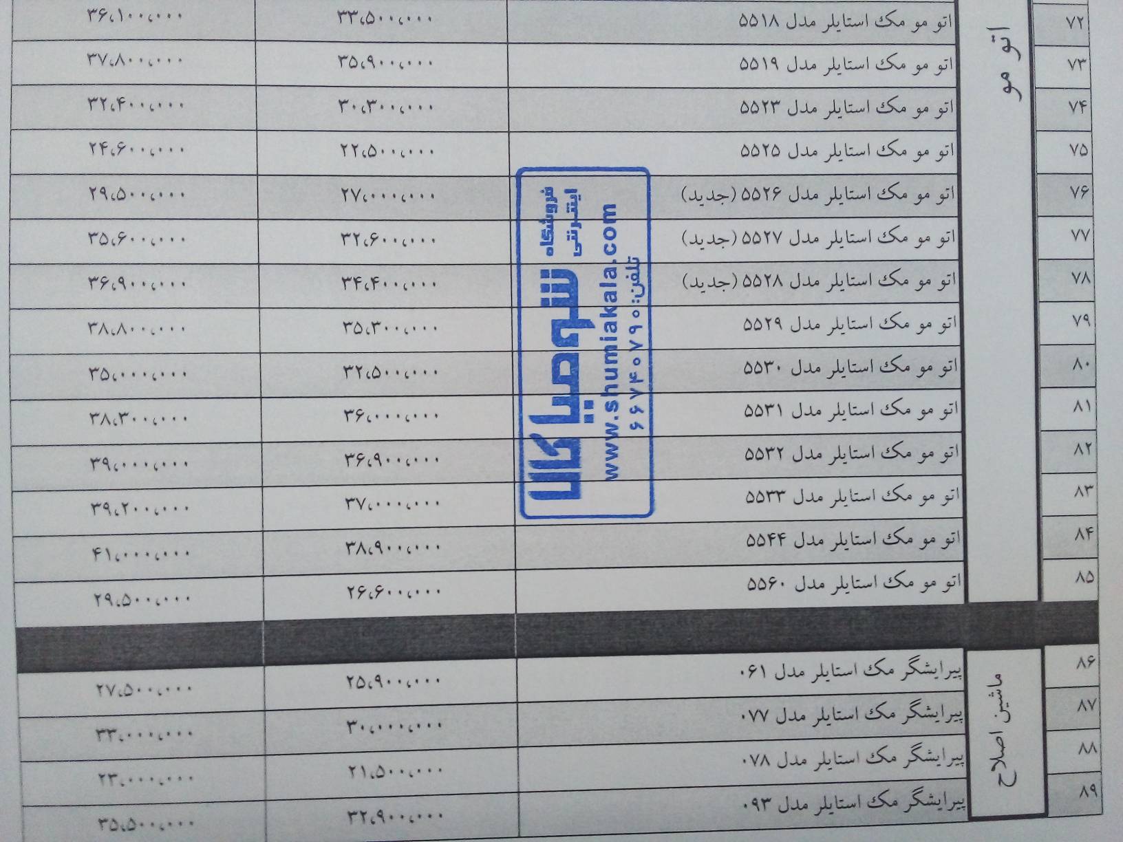  لیست قیمت ماشین اصلاح و پیرایشگر مک استایلر - خرداد 1403 - ص6